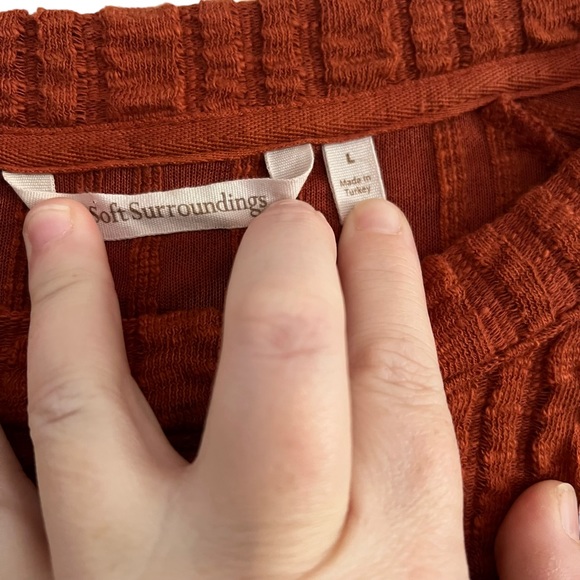 Soft Surroundings Orange Goldie Tunic Top Sweater Button Back Size Large - Picture 6 of 11
